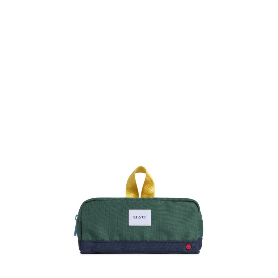 Kids STATE Bags | Clinton Pencil Case Green/Navy