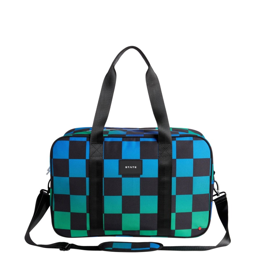 Kids STATE Bags | Rockaway Duffle Blue Checkerboard